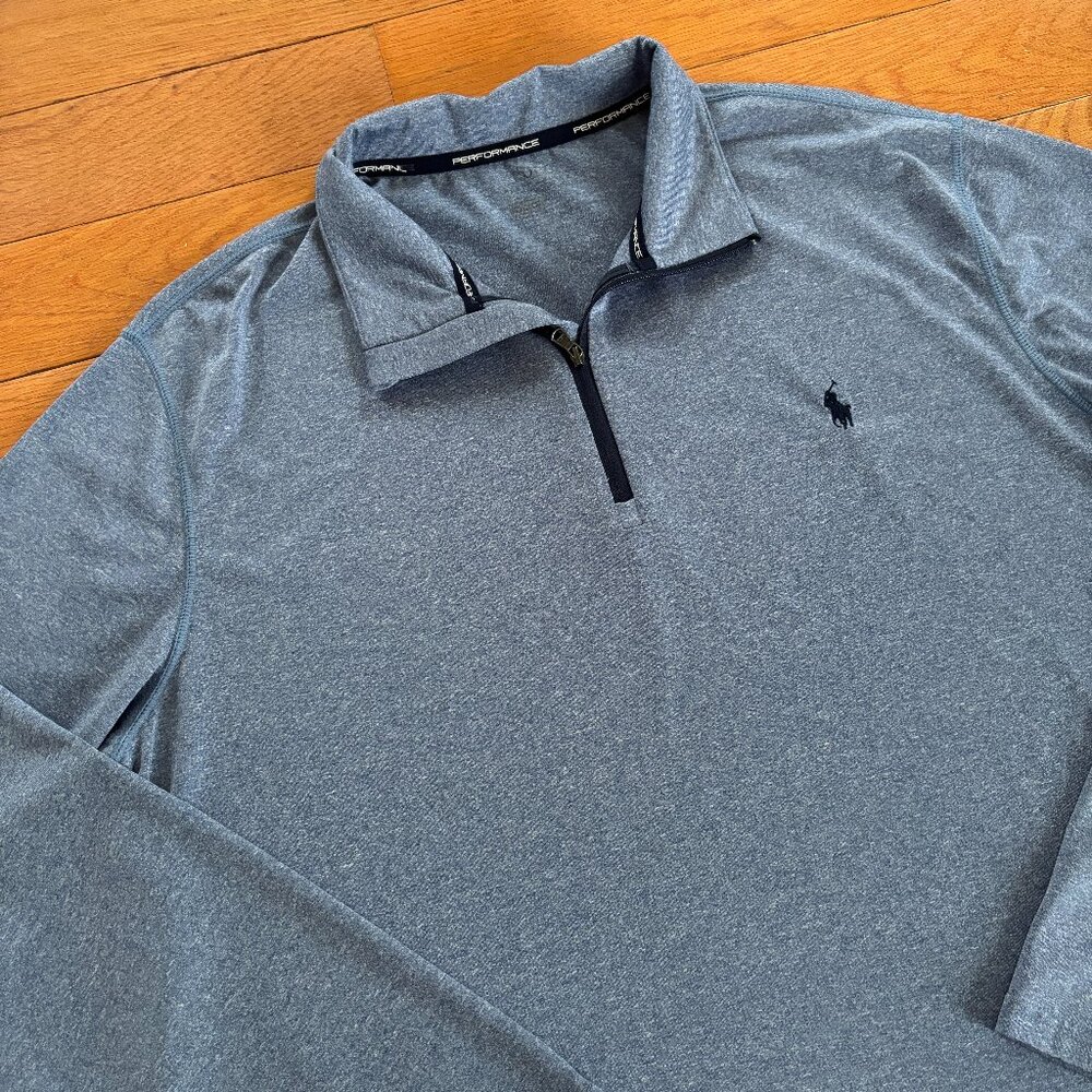 Ralph Lauren Pullover Mens‎ XL Blue Golf Quarter Zip Performance Stretch Pony